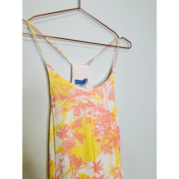 PARADISED AIDA Sunset Tropical Palm Floral Print Sleeveless Tiered Maxi Dress S - Picture 5 of 10